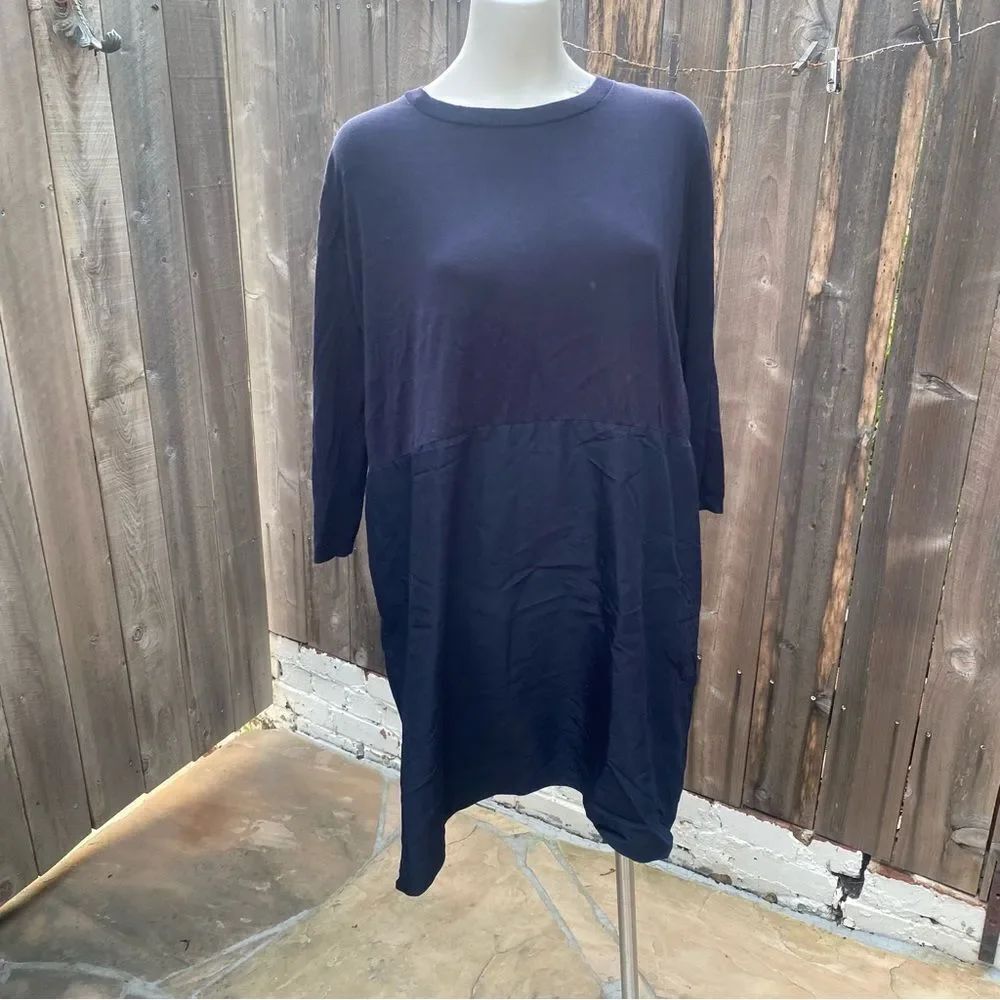 COS navy Blue minimalist Tunic Dress size large